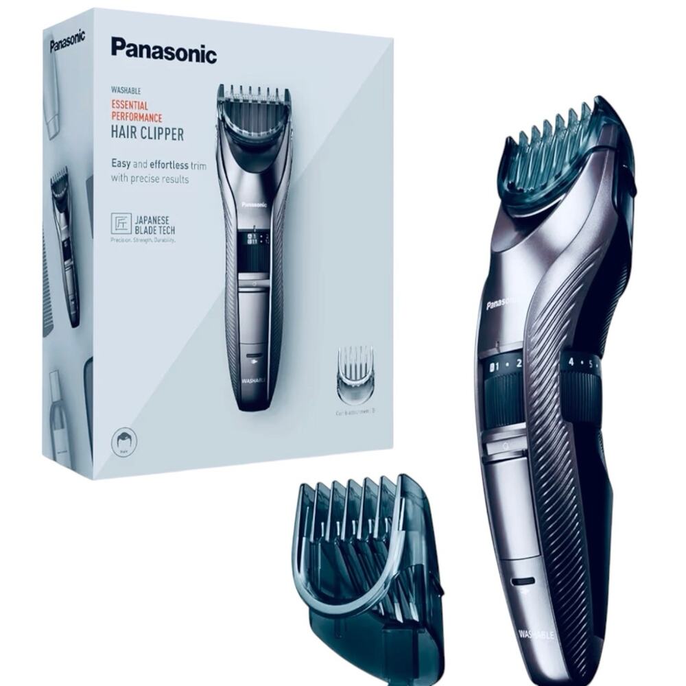 Panasonic ER-GC63-H Hair Clippers Corded/Cordless 2 Attachments - Silver